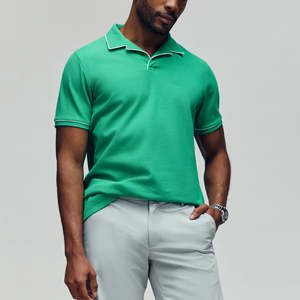 เสื้อโปโลชายผ้าฝ้าย 100% พิมพ์ลายโลโก้แบบ DTF ตามสั่ง ไม่มีกระดุม สวมใส่สบายๆ ในฤดูร้อน ระบายอากาศได้ดี - Product Image 1