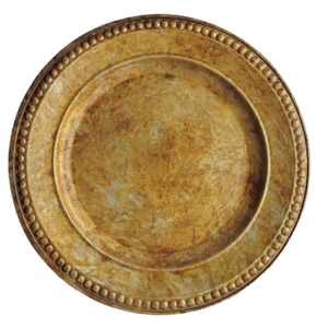 Durable quality Round <b>Metal</b> Charger Plate Vintage Style Solid Color Beaded <b>Edge</b> Design for Table Setting charger plate - Product Image 1