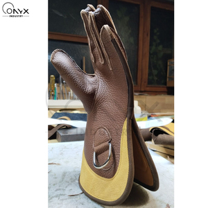 Gants de fauconnerie en cuir de vachette de qualité supérieure, double couche, anti-épines, pour la manipulation et l'entraînement sécurisé des oiseaux de grande taille - Product Image 2