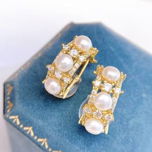 Pendientes de Clip de Silicona de Lujo Franceses para Mujer, Sin Dolor, con Perla de Imitación, Incrustaciones de Cobre y Circonita de Agua Dulce, Accesorio de Moda - Product Image 1