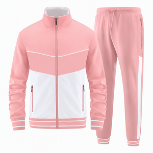 Survêtement 2-en-1 pour homme, color block, avec logo frontal, veste légère en polyester/coton zippée, pantalon de jogging à cordon de serrage, décontracté - Product Image 6