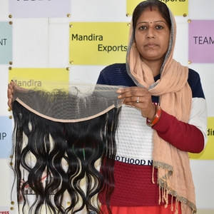 Cheveux humains indiens vierges Remy à cuticules alignées, ondulés, double trame, pour frontal 13*6, 100g - Product Image 5