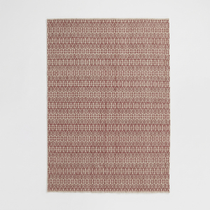 Ivory Rust <b>Red</b> <b>Wool</b> Eco Friendly Non-Slip Geometric Micro Pattern Rug Repeating Linear Motif Area Carpet for Living Room Bedroom - Product Image 2