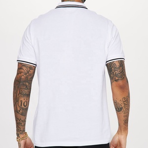 Polo de Manga Corta Blanco en Oferta, Camiseta Polo de Algodón con Tela Oxford, Diseño Informal de Color Sólido, Transpirable, Tejido, Largo Regular para Hombre - Product Image 2