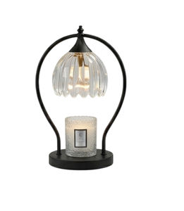 Electric Candle Warmer with Fabric Shade Tabletop Aroma Burner for Indoor Use Metal Base Scented Candle Holder Lamp - Product Image 5