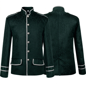 Chaqueta Blazer Victoriana de Diseño Personalizado y Color Plateado con Trenzas, Estilo Británico, de Tela Jacquard Floral con Botones, Superventas - Product Image 1