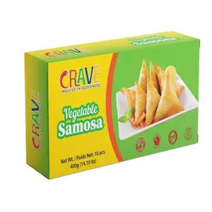 Kundendefinierte rechteckige Kartonbox aus Karton vom indischen Herstellerlieferanten für Verpackung von Lebensmittel Samousa mit individuellem Druck