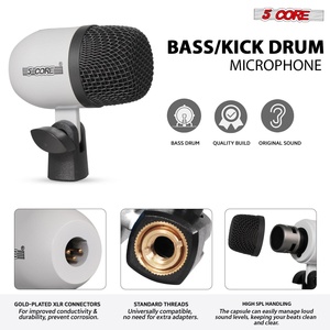 Kit de Micrófonos de Batería de 5 Núcleos, 9 Piezas, Micrófonos de Batería Totalmente Metálicos, Tom/Snare y Platillos, Juego de Micrófonos con Cable para Instrumentos de Percusión - Product Image 2