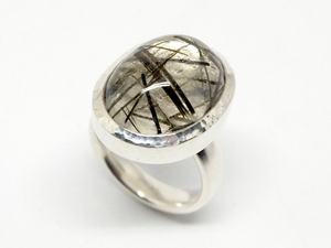 Black Tourmaline <b>Ring</b> Oval Cabochon <b>Silver</b> <b>Solitaire</b> Gemstone <b>Ring</b> Handmade Jewelry Gift For Women - Product Image 1