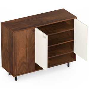 Meuble à chaussures Prorage en bois d'ingénierie à 2 portes, design autoportant peu encombrant pour pantoufles et chaussures - Product Image 3