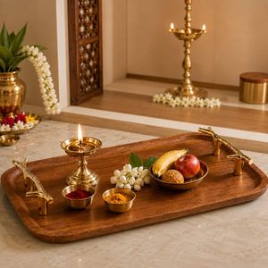 Decorative Acacia Wooden Serving Tray Handmade Handpainted Luxury Rectangle Design for <b>Wedding</b> Dining <b>Table</b> Accessories Kitchen - Product Image 3