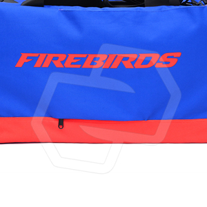 Wholesale High Quality <b>Foldable</b> Blue Duffel <b>Bag</b> Red Trim Polyester Sports Zipper Closure Durable <b>Travel</b> Gym Training Lightweight - Product Image 4