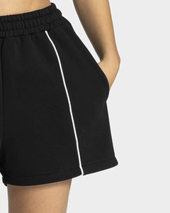 Wholesale ODM Custom Logo <b>Black</b> <b>Womens</b> Oversized <b>Shorts</b> With Piping Cotton Blended Breathable Gym & Streetwear <b>Shorts</b> For <b>Women</b> - Product Image 6