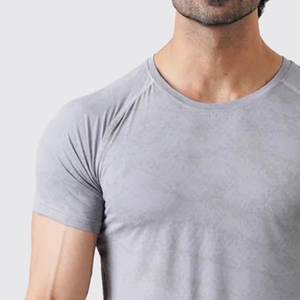 เสื้อยืดออกกำลังกายผู้ชาย แขนสั้น ผ้าเนื้อยืด ระบายอากาศดี เหมาะสำหรับฟิตเนส เพาะกาย และออกกำลังกายทั่วไป - Product Image 5