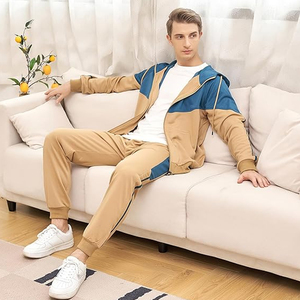 Conjunto Deportivo de Invierno para Hombre con Capucha y Bloques de Color, Sudadera con Cremallera Completa y Pantalones Jogger, Ropa Deportiva Casual para Gimnasio y Running - Product Image 2