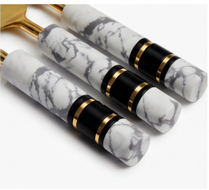 Modern <b>Cheese</b> <b>Knife</b> <b>Set</b> With Marble Handle Gold Metal <b>Cheese</b> Tools Dishwasher Safe For Kitchen Use Restaurant And Dining Use - Product Image 3