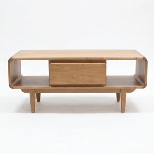 Mueble de TV Moderno de Mediados de Siglo, de Madera de Teca Sólida Premium, con Cajón de Almacenamiento, Mueble para Sala de Estar - Product Image 4