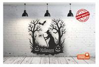 Décoration murale de sorcière d'Halloween, panneau en bois gravé moderne, forme irrégulière, multifonctionnel, emballage individuel
