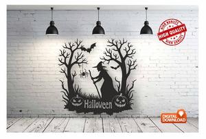 Halloween Witch Wall Art Decorative Hanging Rustic Wooden Sign Irregular Shape Single-piece Package custom boo witch - Product Image 1