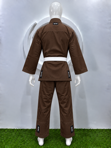 Kimono de Jiu-Jitsu Marron SHH en Coton, Tenue d'Arts Martiaux avec Ceinture Blanche, Unisexe, Combinaison d'Entraînement Durable - Product Image 4