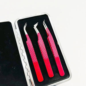 แหนบต่อขนตา DANTRIC IMPLANTS GK-685 สีแดง สำหรับมืออาชีพ ทำจากสแตนเลสสตีล ปลายเรียบ โค้งงอ 45 องศา ขนาด 10 มม. ทนทาน - Product Image 3