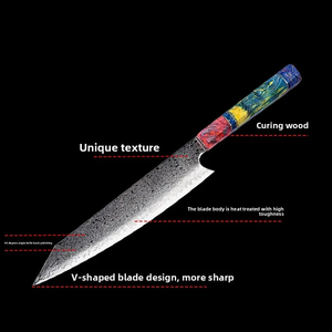 มีดเชฟเหล็กดามัสกัสญี่ปุ่น PRESTIGE BLADES ด้ามเรซิ่น ฟูลแทง ใช้ได้ทั้งมือซ้ายและขวา ล้างในเครื่องล้างจานได้ ดีไซน์ทันสมัย - Product Image 2