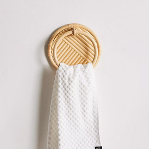 <b>Cheap</b> Price Round Wall Mounted Bathroom Decor Accessories Hand Towel Rack Shelf Sets Rattan Holder Rack for Towels - Product Image 2