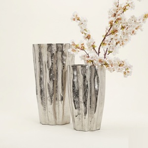 Luxury Handcrafted Silver Metal <b>Tree</b> Trunk Vase Set Aluminum Flower Pots for Modern Home and Wedding <b>Tabletop</b> Decoration - Product Image 1