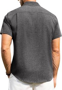 Camisas de Lino para Hombre Hydro Linen, Camisas de Manga Corta con Botones, Sin Arrugas, Casuales, para Vacaciones, Playa, Verano, Ligeras - Product Image 4