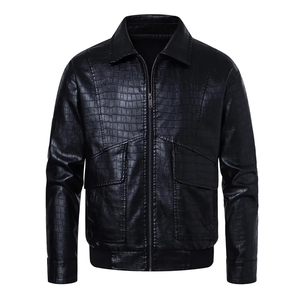 Nouvelle Tendance 2026 : Cuir Noir de Qualité Supérieure, Léger, Écologique, Coupe-Vent, avec Fermeture Éclair, Conception Personnalisée, Service OEM ODM - Product Image 1