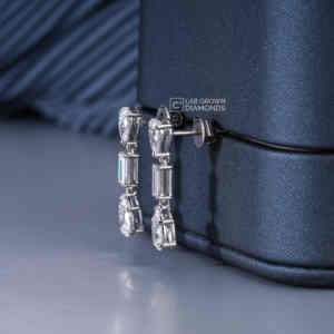 Pendientes de Oro Blanco de 14K con Moissanita en Corte Baguette y Pera para Mujer, 2.14ct, 6 Piedras, Joyería de Lujo para Boda o Aniversario - Product Image 3