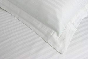 Superior Hotel Quality 400 TC Cotton Satin <b>Stripe</b> White Bedsheet for Guest Room Comfort with Long-Lasting Fabric - Product Image 2