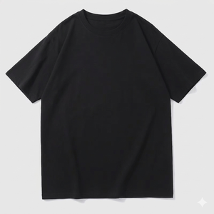 Men's Black Solid Color <b>Short</b> <b>Sleeve</b> O-Neck Casual T-Shirt 100% Cotton Jersey Regular - Product Image 3