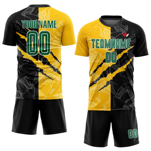 Camiseta de Fútbol para Hombre, Color Negro y Amarillo, Cuello Redondo, Manga Corta, Absorbe la Humedad, Ajuste Atlético, 100% Poliéster Sublimado - Product Image 5