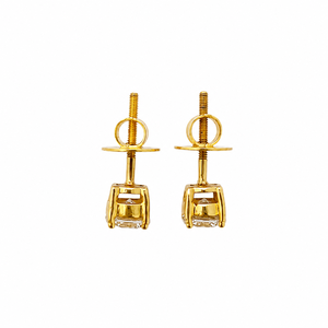Boucles d'oreilles clous solitaires géométriques en or jaune 18 carats, serties clos, taille brillant, pour femme, finition polie, pour usage quotidien, fêtes et mariages - Product Image 5