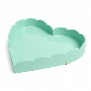 Elegant Heart-Shaped <b>Lacquerware</b> Tray High Gloss Finish Scallop Edge Serving Dish Jewelry Tray for Living Room Perfect Tableware - Product Image 1