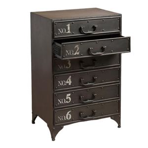 Meuble vintage industriel, commode en bois massif gris noir, métal antique en fer pour usage domestique, pour ferme, appartement - Product Image 1