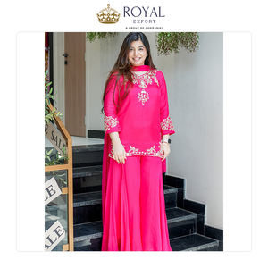 Colección de Ropa Étnica de Diseñador de Primera Calidad, Suministro Directo de Fábrica, Crepé Natural con Bordado, Kurti, Pantalón y Dupatta - Product Image 4