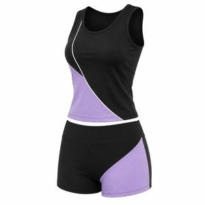 Top Deportivo Corto para Mujer, Estilo Racerback, Cuello Redondo, Bloques de Color, Costuras Asimétricas en Contraste, Secado Rápido, Spandex - Product Image 3