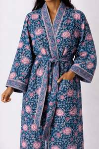 Peignoir Kimono en Coton Gaufré Premium, Compressé, Écologique, Imprimé à la Main, pour Femme, Vente en Gros, Fournisseur d'Exportation Personnalisé - Product Image 4