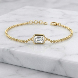 0.50CTW Emerald Bezel-Set Diamond Station <b>Bracelet</b> - Product Image 2