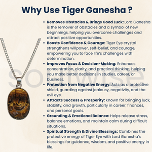 Pendentif unisexe en forme d'hexagone religieux Ganesha en œil de tigre - Product Image 4