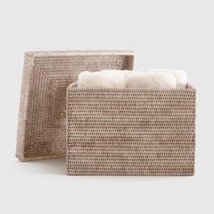 Boîtes de rangement décoratives pour salle de bain et cuisine, conteneur écologique en rotin avec couvercle, panier - Product Image 6