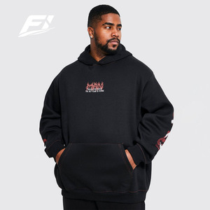 Sweat-shirts d'hiver 100% coton, poids lourd, grande taille, personnalisés, avec broderie de cœur squelette, fermeture éclair, noirs, pour hommes, Halloween, USA - Product Image 1
