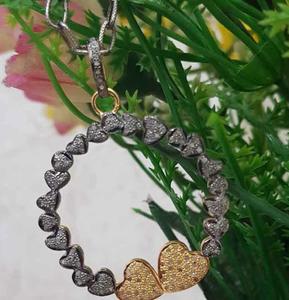 Colgante de Boda Vintage de Dos Tonos con Corazones Circulares Luxvory, Plata de Ley 925, Bañado en Rodio Negro, Joyería con Diamantes Naturales - Product Image 6