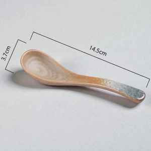 Cuillère en céramique minimaliste rétro japonaise, cuillère à riz en poterie rustique dégradée, cuillère à ramen haute température par UO - Product Image 4