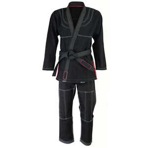 <b>White</b> Blue Judo Gi Uniform Adult Unisex Regular Fit with Black <b>Belt</b> and Contrast Stitching Stretch Lightweight Breathable - Product Image 5