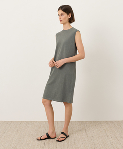 Cotton Sleeveless Crew Neck Knee-Length <b>Dress</b> Minimalist <b>Loose</b> Fit Solid Color Casual Daily Wear Custom Women Cotton Tee <b>Dress</b> - Product Image 2