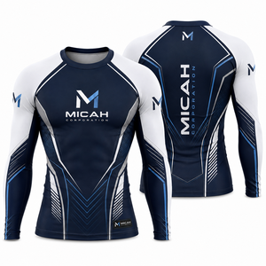 New 2026 Custom Printed Men's Long Sleeve UV Protection Nylon Rash Guard <b>Compression</b> <b>Shirt</b> Breathable Fightwear MMA BJJ Training - Product Image 3