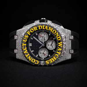 Montre homme moderne 45 mm, Buss VVS Diamond Sport, élégante, bracelet en acier inoxydable noir, mouvement à quartz, cadran en verre, chronographe - Product Image 1